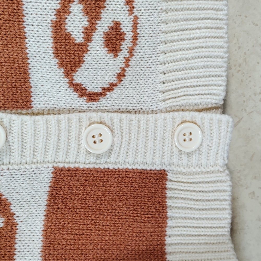 05112 Earthbound cream & rust block print ying & yang cardigan M - Picture 7 of 11